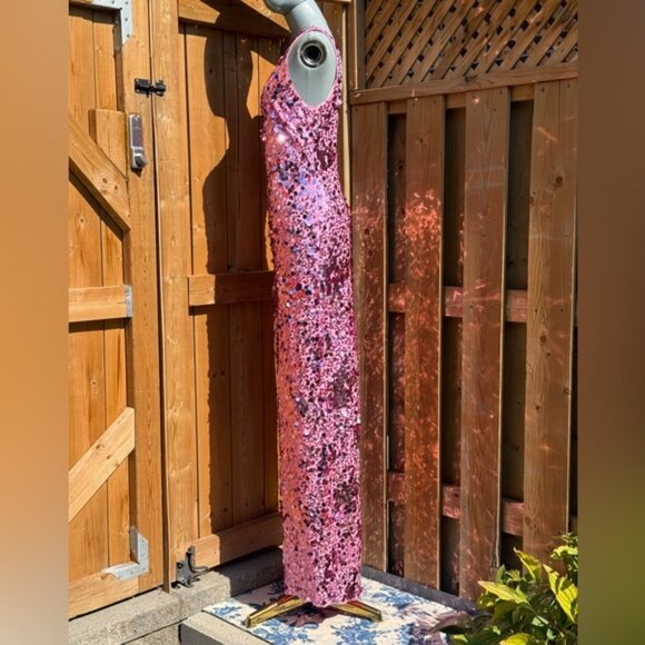 🆕 SIMKHAI 🧿 NWOT Bex Sequined Embellished Maxi Dress, Sorbet Pink- Sz US 4 - Picture 6 of 14